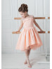 Peach Satin Tulle High Low Flower Girl Dress